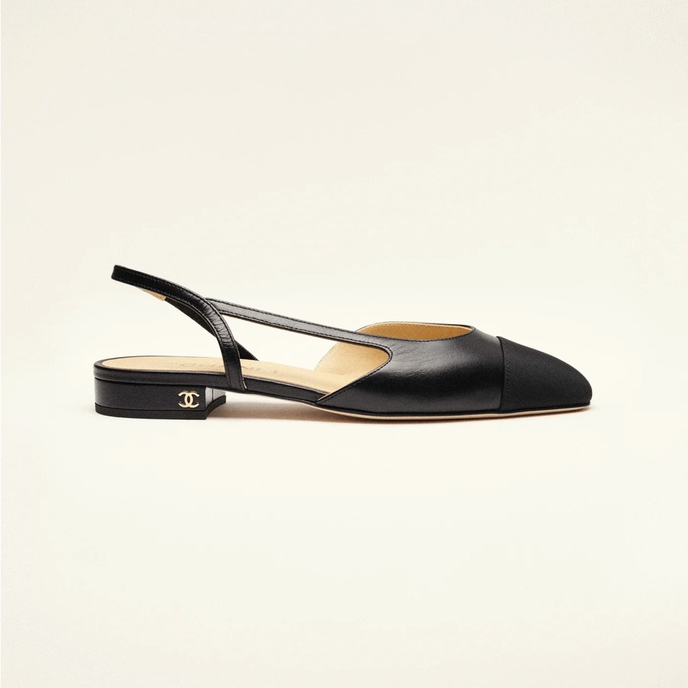 Slingbacks - Goatskin & Grosgrain 
Black